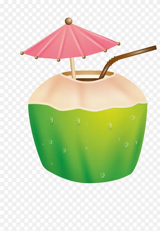 粉色小伞装饰椰汁