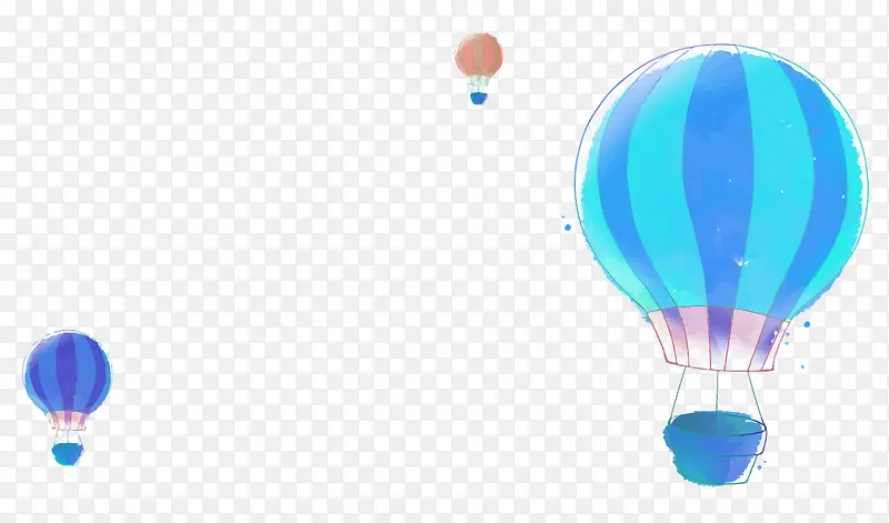 矢量蓝色水彩热气球