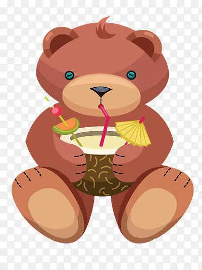 小熊喝椰汁