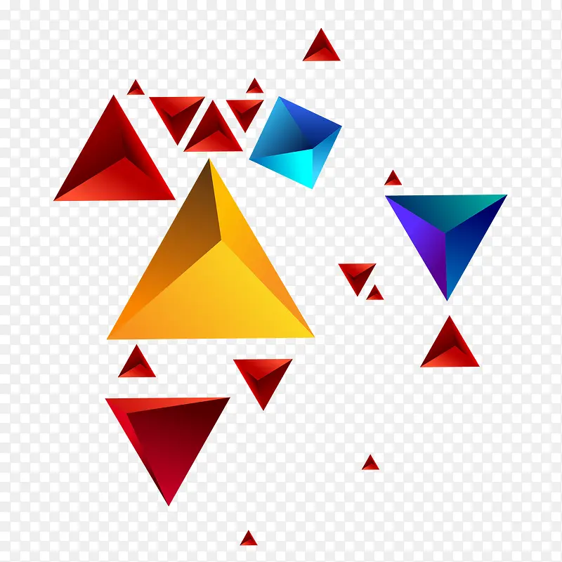手绘矢量漂浮三角形