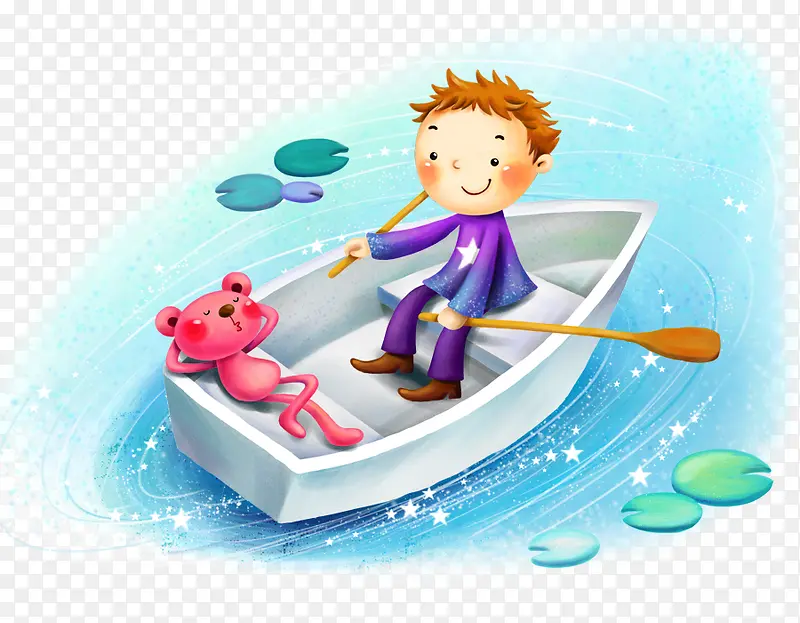 划船的小孩