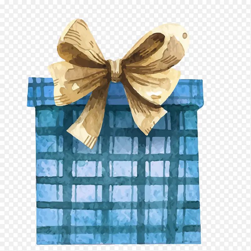 卡通手绘蓝色礼物盒