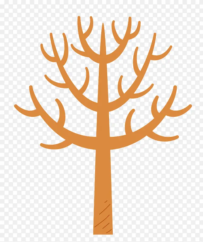 手绘橘色的树木免抠图