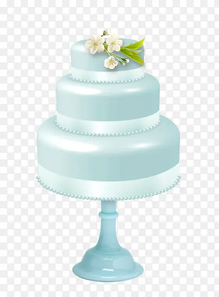 淡蓝色结婚三层蛋糕