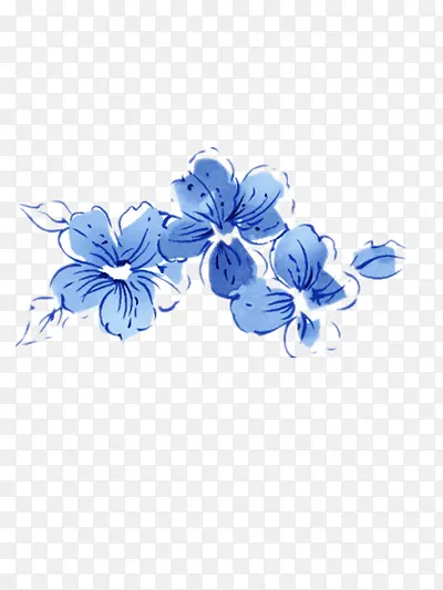蓝色手绘花