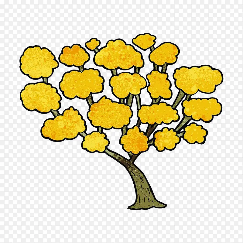 手绘黄色树木