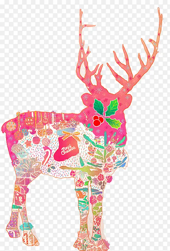 圣诞节主题手绘麋鹿
