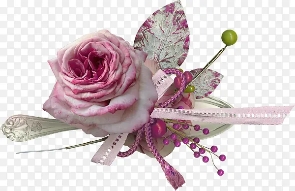 白粉色花朵领结装饰