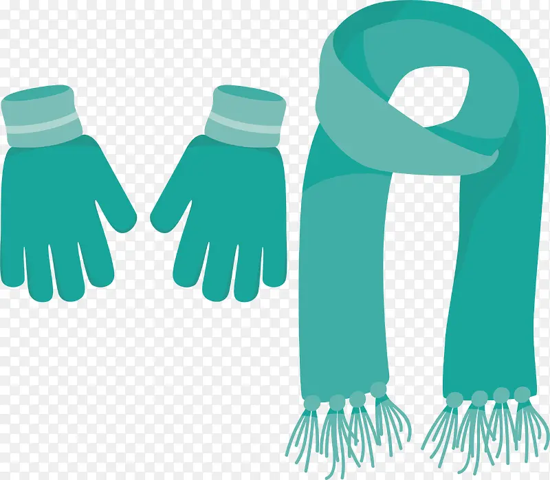 冬季绿色毛线围巾手套