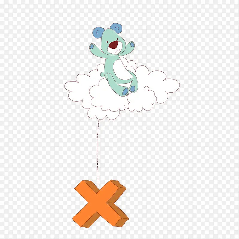 云朵上的小熊矢量图