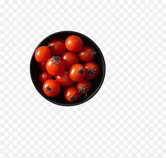 免扣黑色碗里的小西红柿
