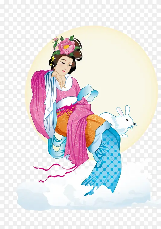 中秋仙女嫦娥矢量图