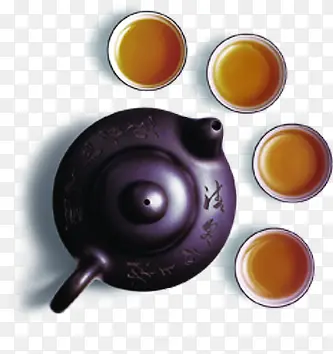 紫色茶壶茶杯印章