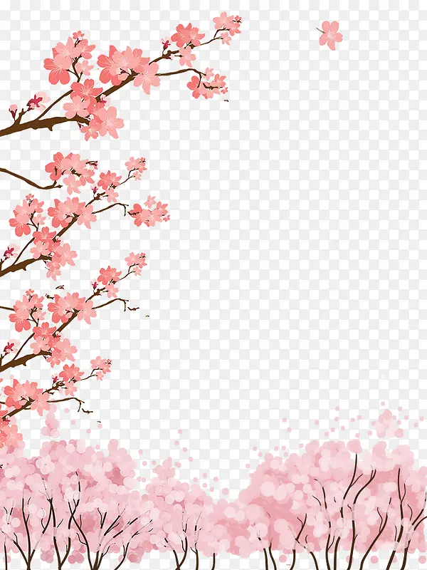 春季粉色樱花主题装饰边框