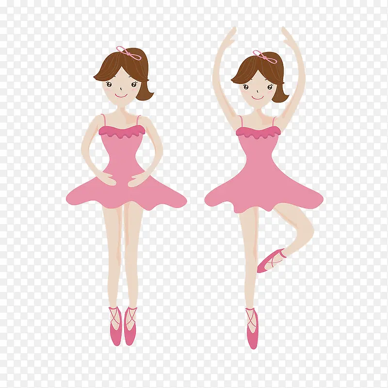 卡通粉色可爱的芭蕾舞女孩插画免