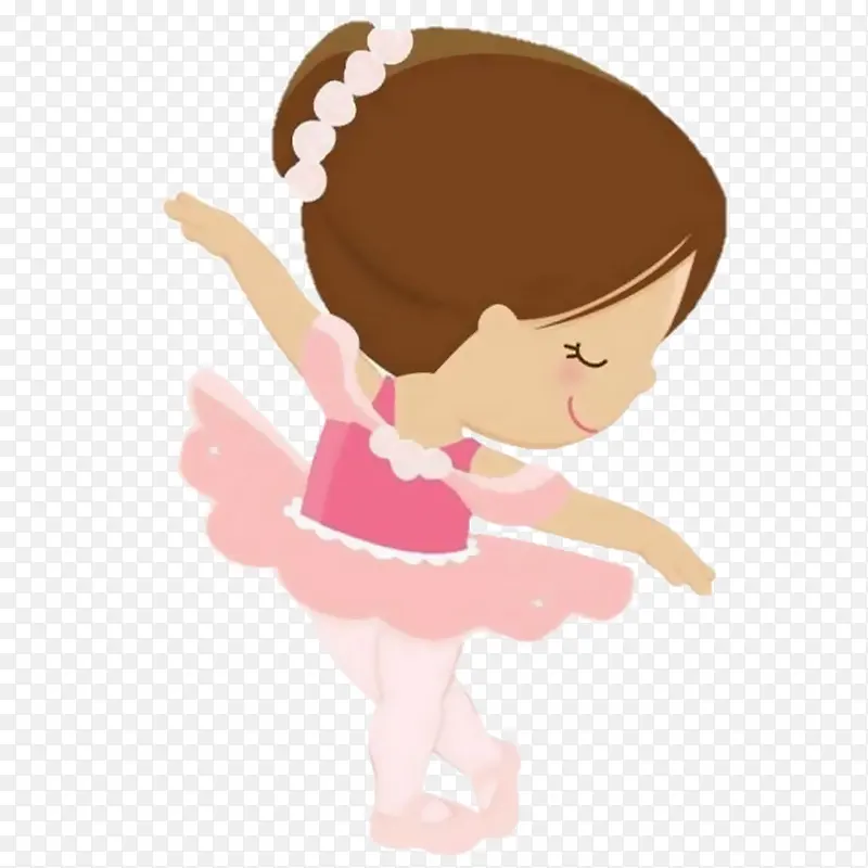 可爱的粉色少儿芭蕾舞者插画免抠