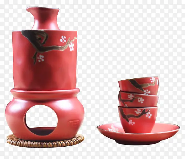 中国风陶瓷家用梅花酒杯套装