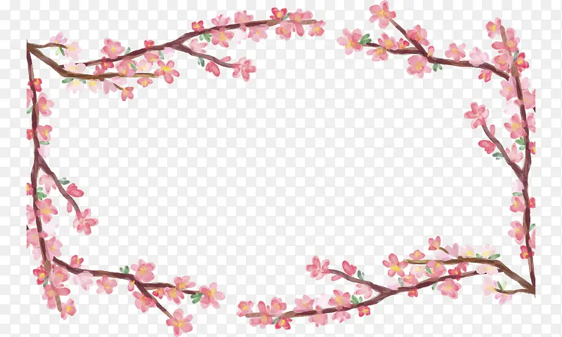 粉红樱花树春天边框