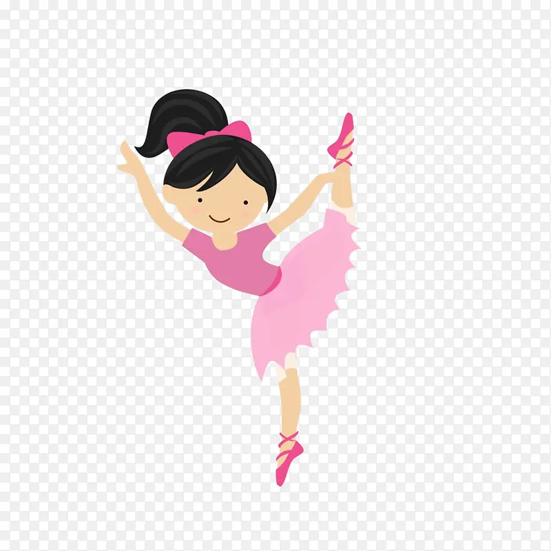 可爱的卡通粉色少儿芭蕾舞者插画