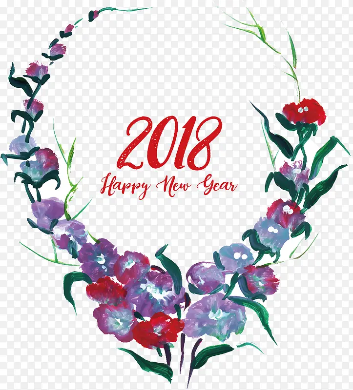 水彩牵牛花2018新年标题框