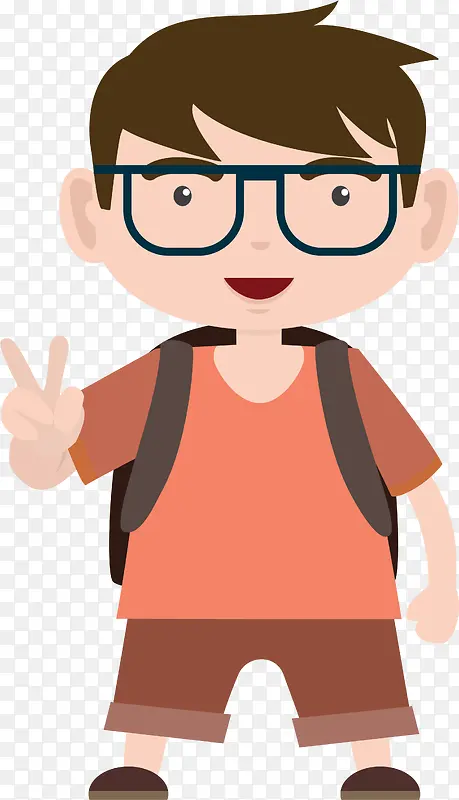 比剪刀手的可爱男孩