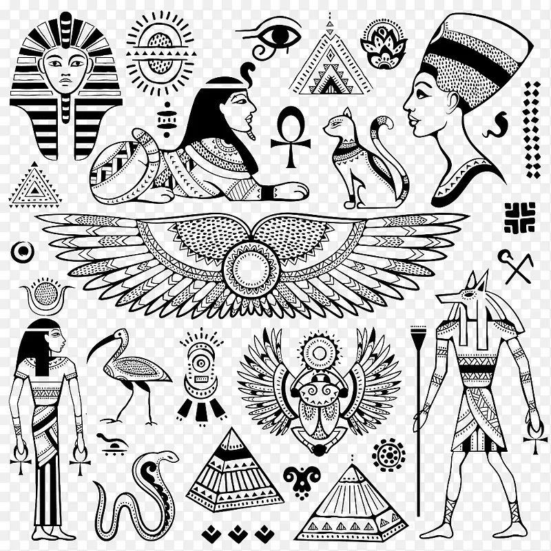 古埃及动物人物图案