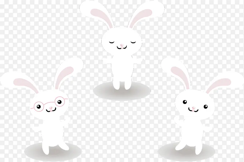 矢量白色可爱长耳兔子