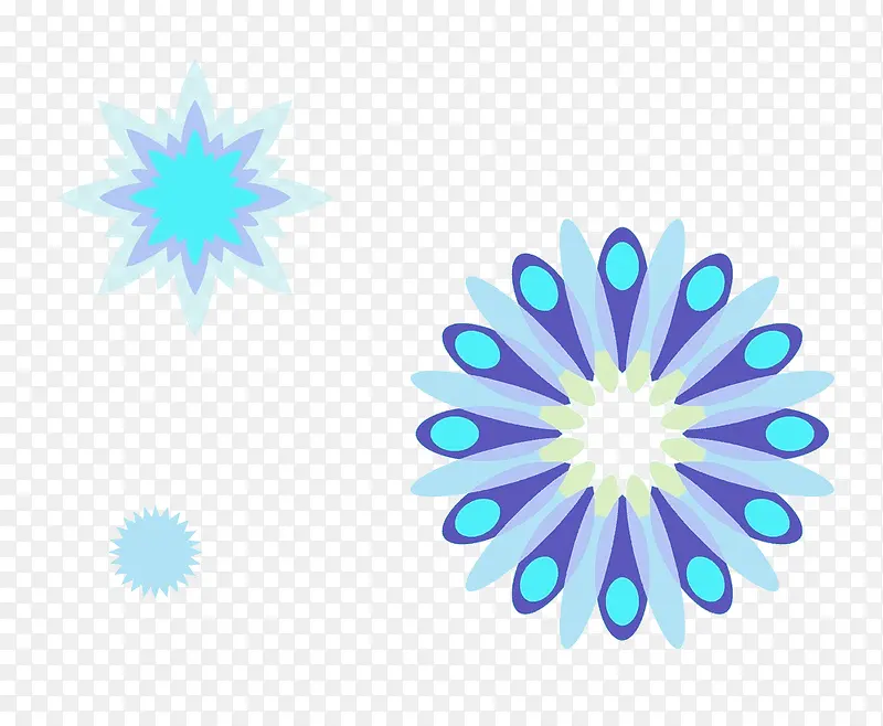 蓝色抽象花朵花纹矢量