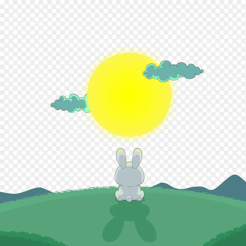可爱中秋节望月的兔子矢量图
