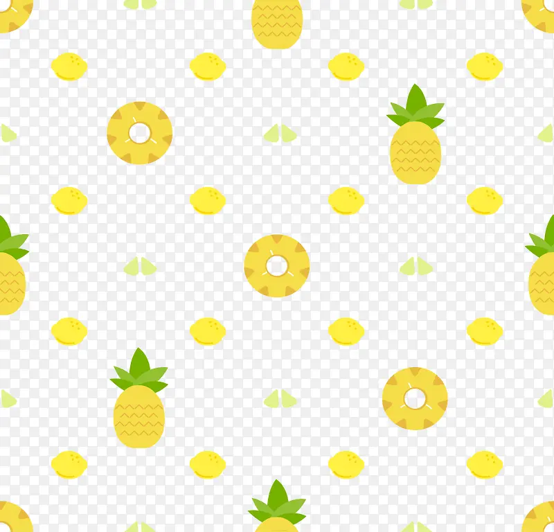 黄色卡通菠萝花纹