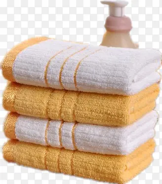 四条黄白相间的新毛巾