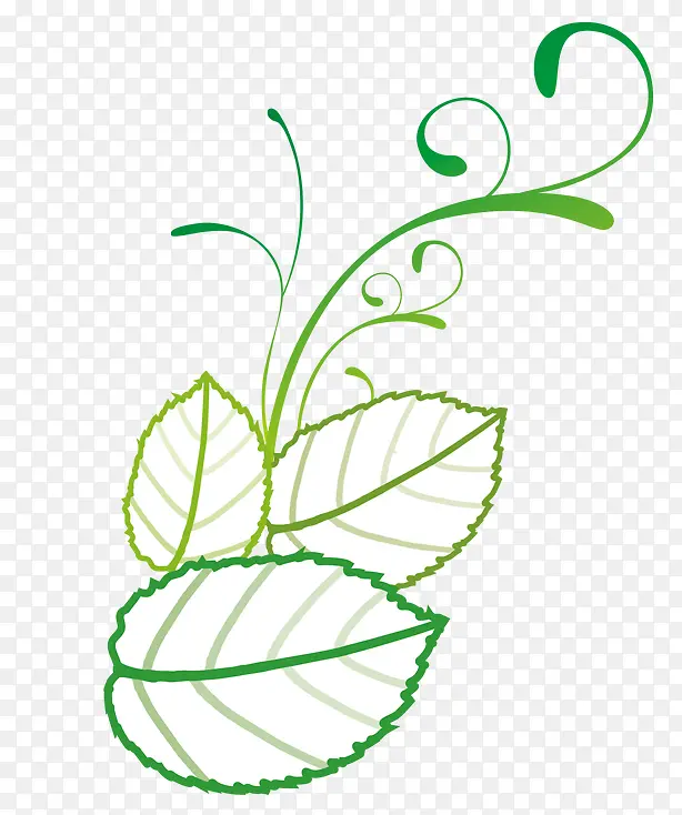 绿色简约树叶花纹装饰图案