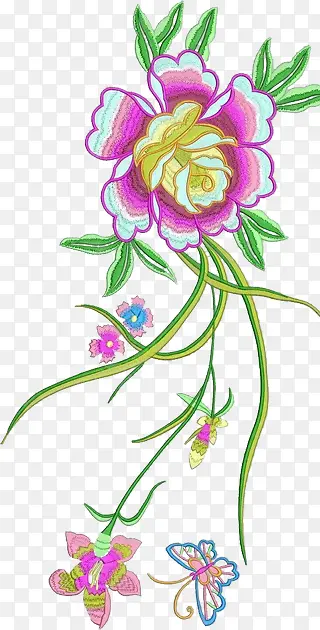 紫色手绘布艺装饰花卉图案