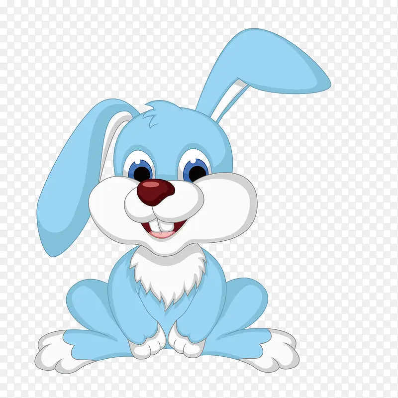 卡通手绘蓝色的兔子