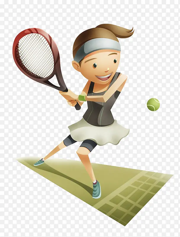 女运动员打网球插画
