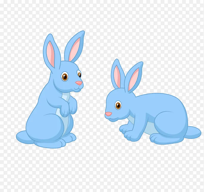矢量蓝色卡通可爱小兔子