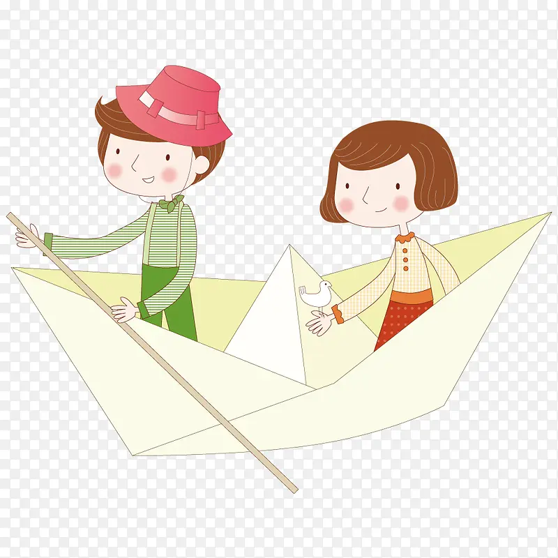 划纸船的情侣