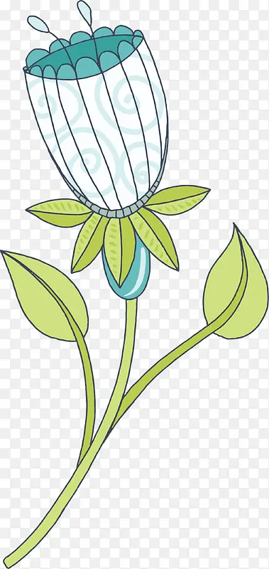 卡通手绘蓝色美丽的小花