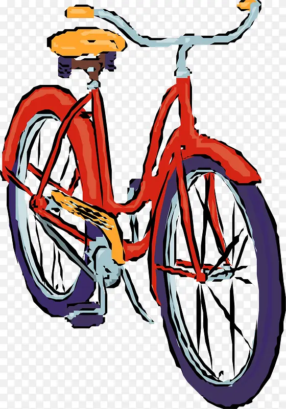 矢量手绘红色自行车