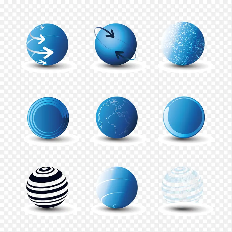 多款蓝水黑白星球矢量图