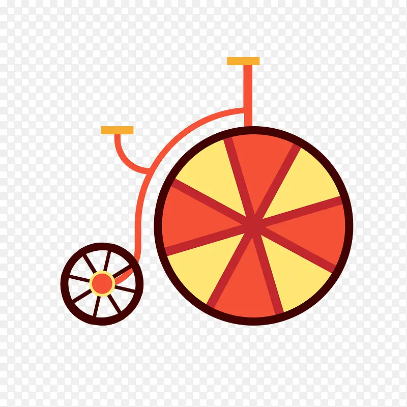 红色手绘圆角自行车元素