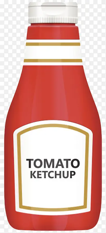 红色塑料瓶子白色盖子的番茄酱包