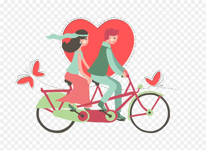 单车旅行的情侣免抠图
