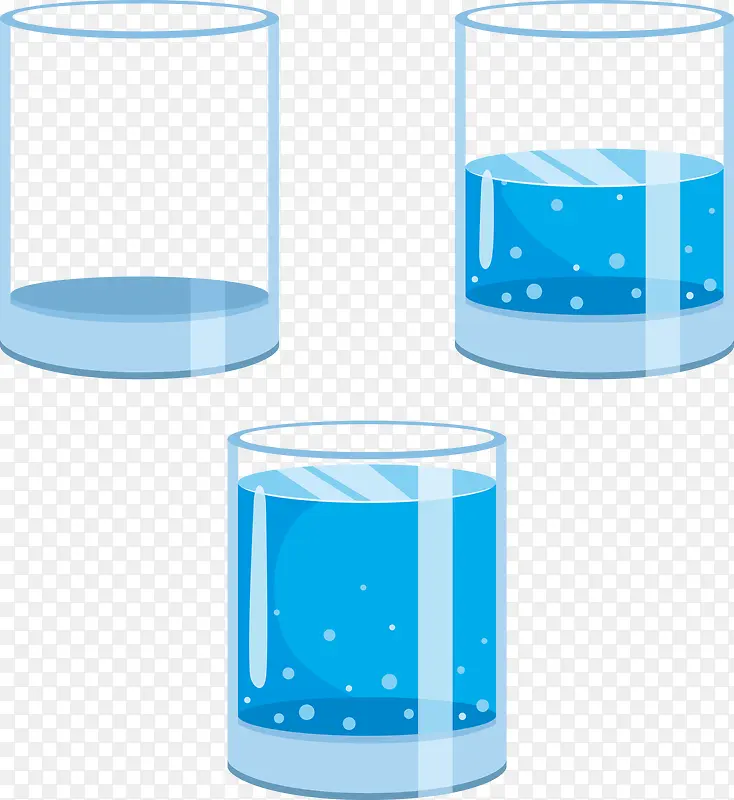 三个水量不一样的水杯