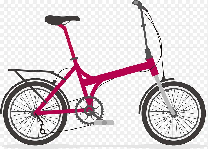 手绘卡通红色女士自行车