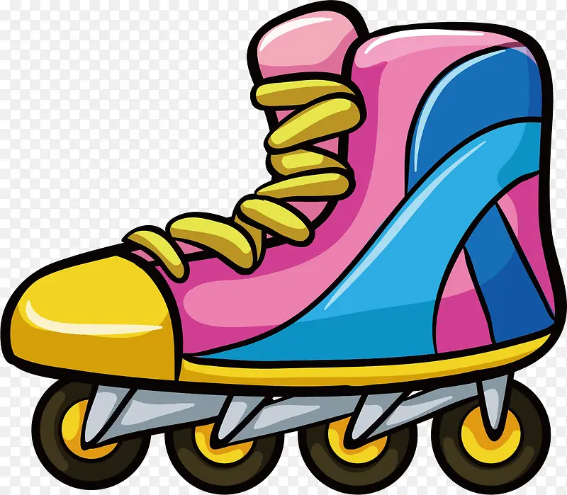 矢量图彩色时尚溜冰鞋