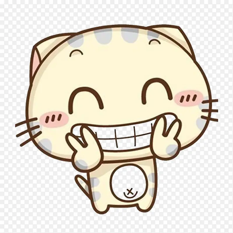 卡通可爱的猫腻幸福比划的PNG