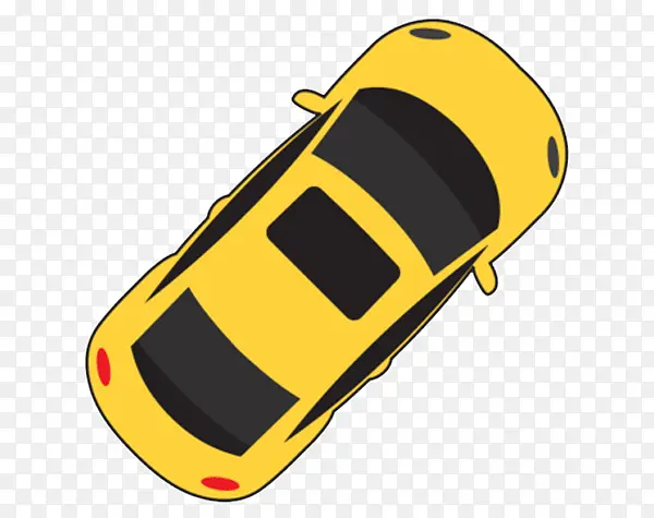 黄色的小汽车的顶视图