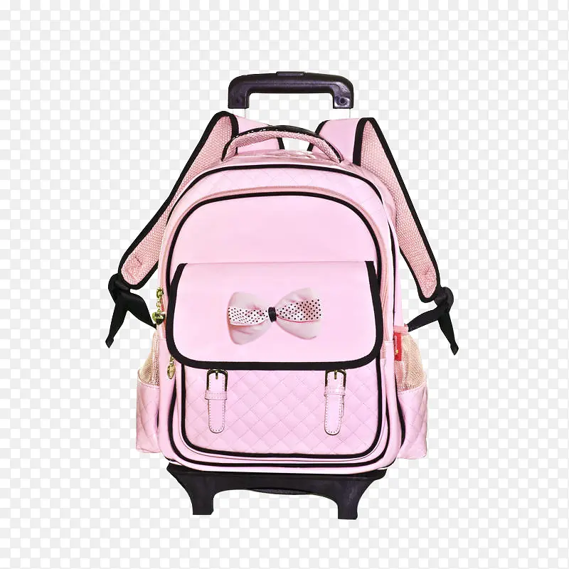 粉色学生拉杆书包