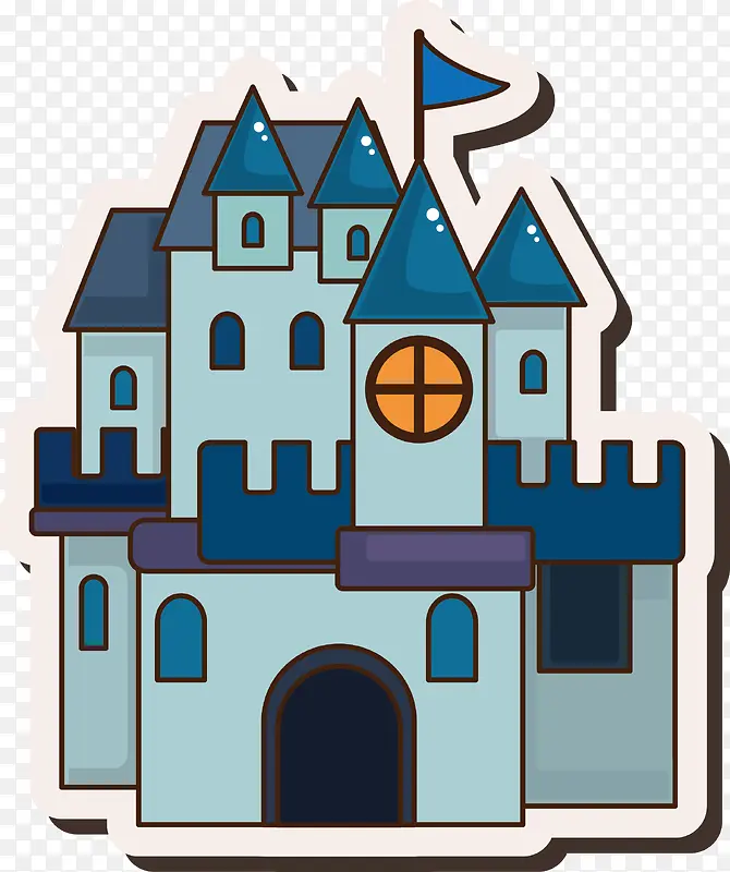 矢量蓝色城堡房屋素材图